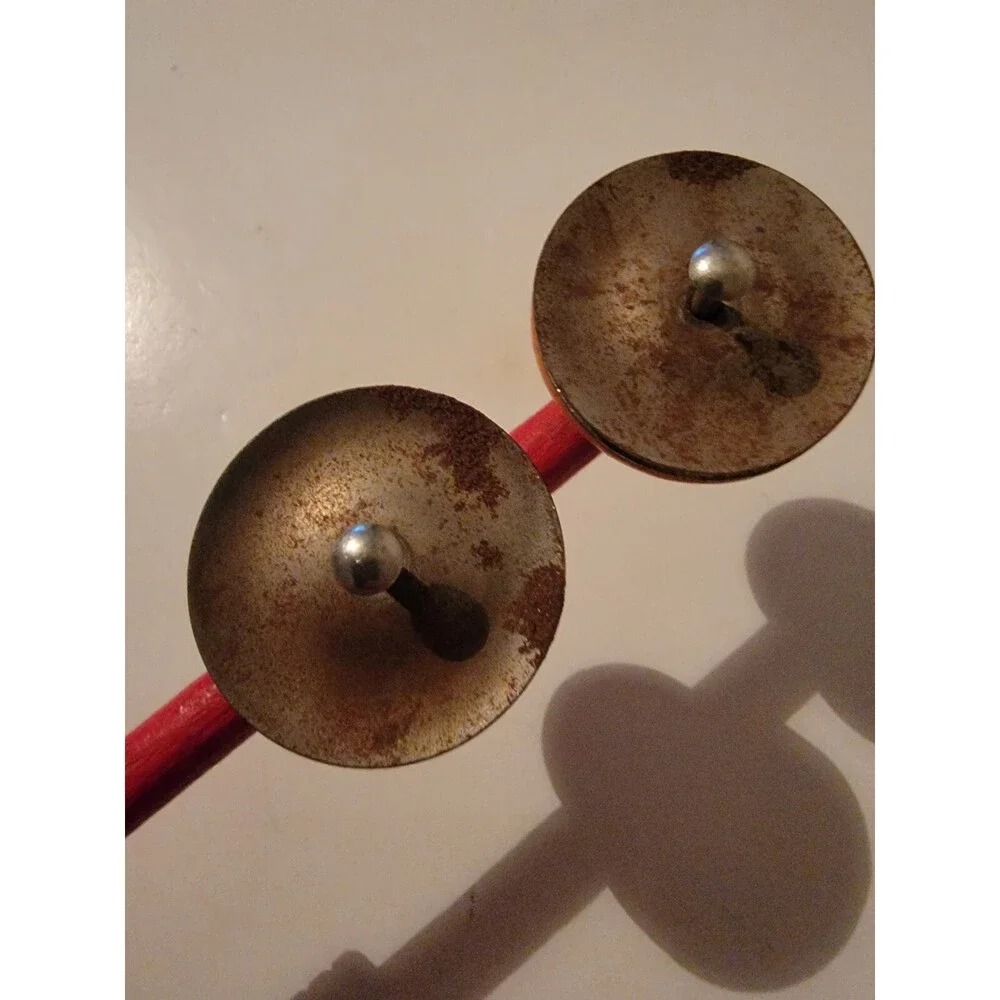 VINTAGE CHILDS TOY WOOD FUN HAND HELD CYMBALS INSTRUMENT FOR EDUCATION PLAY